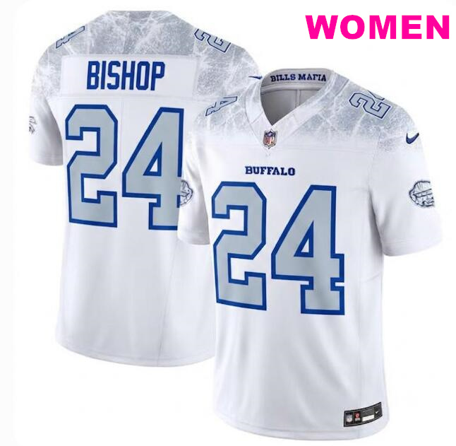 Women Buffalo Bills #24 Cole Bishop White 2025 F.U.S.E. “Rivalries” Vapor Limited Football Stitched Jersey