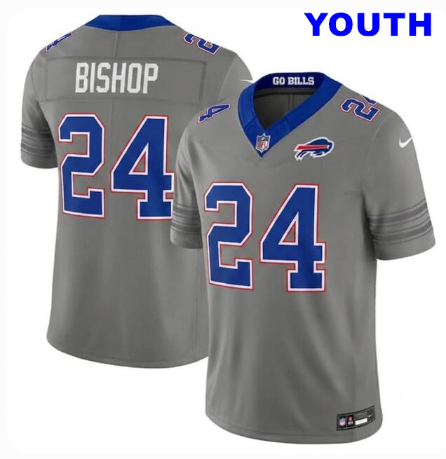 Youth Buffalo Bills #24 Cole Bishop Gray 2026 Nickel City Alternate Uni Reveal Jersey