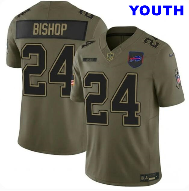 Youth Buffalo Bills #24 Cole Bishop Olive 2025 F.U.S.E. Salute to Service Limited Football Stitched Jersey