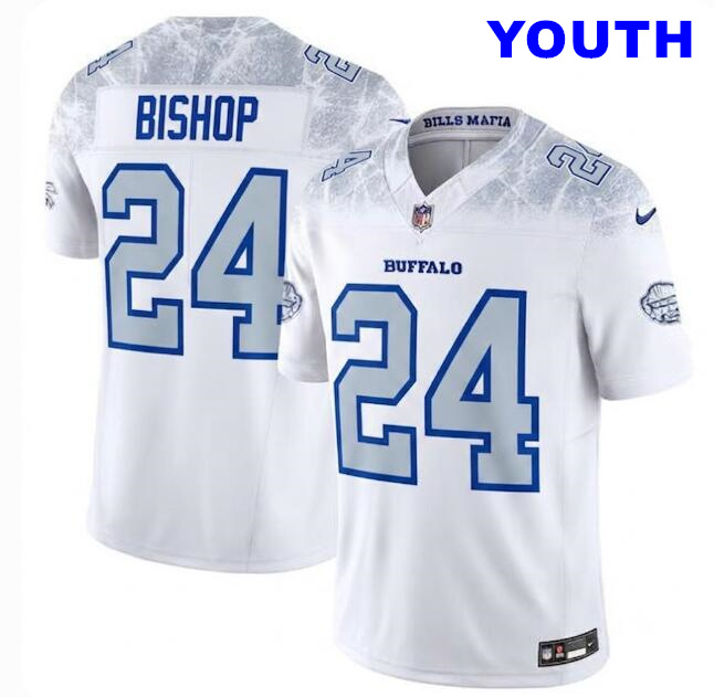Youth Buffalo Bills #24 Cole Bishop White 2025 F.U.S.E. “Rivalries” Vapor Limited Football Stitched Jersey