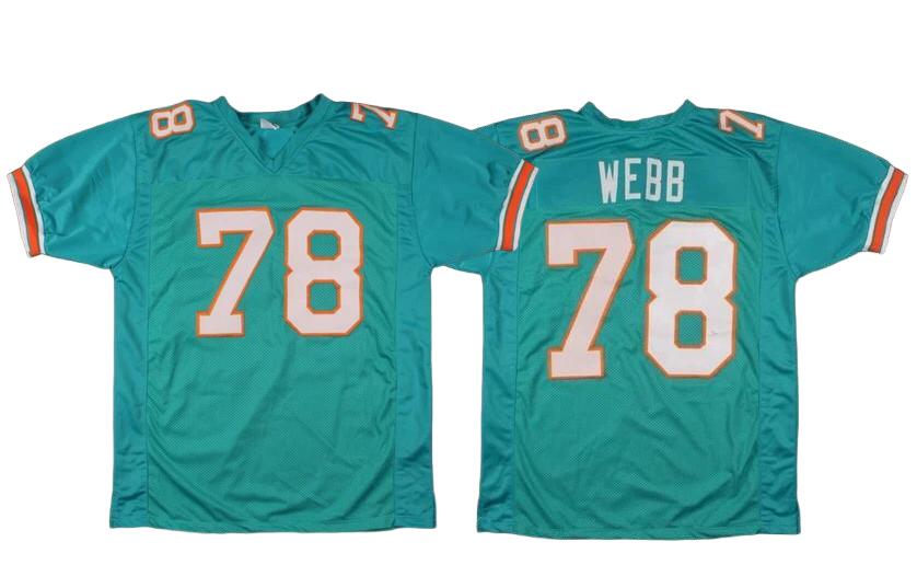 Men's Richmond Webb #78  Miami Dolphins Teal Aqua Throwback Stitched Jersey