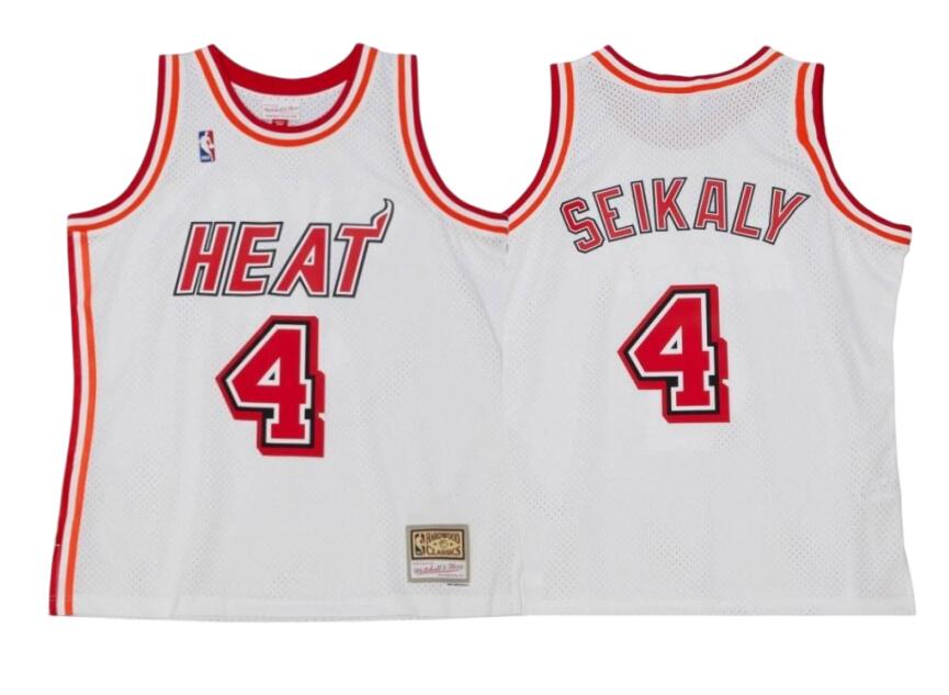Men's Rony Seikaly Miami Heat #4 Swingman NBA Throwback Stitched Jersey