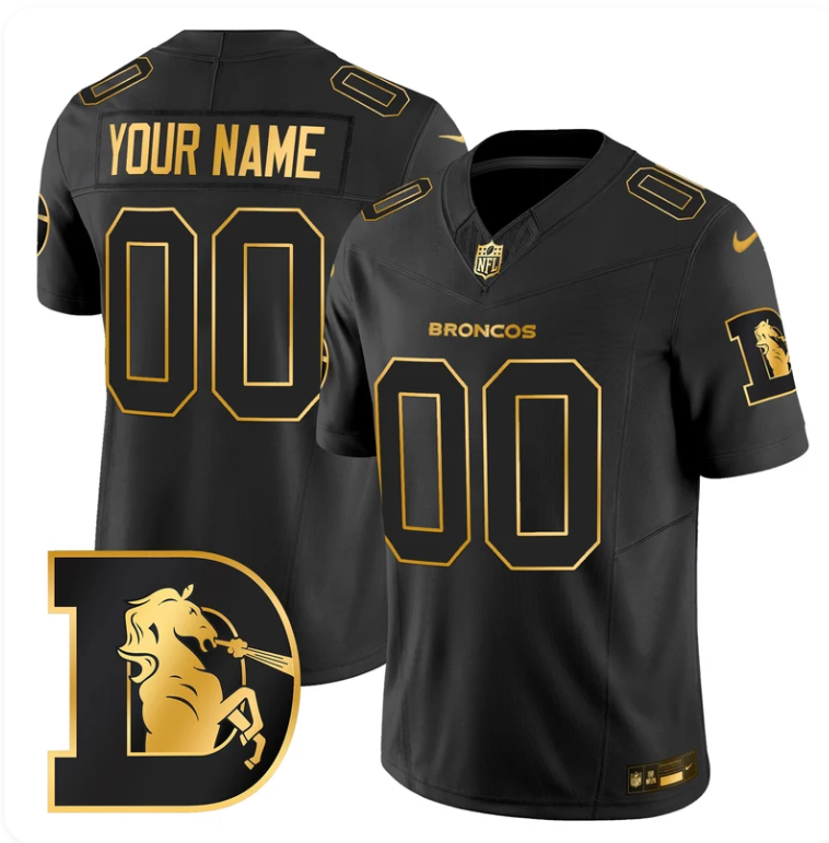 Custom Denver Broncos Throwback Gold And Black Vapor Limited Stitched Jersey
