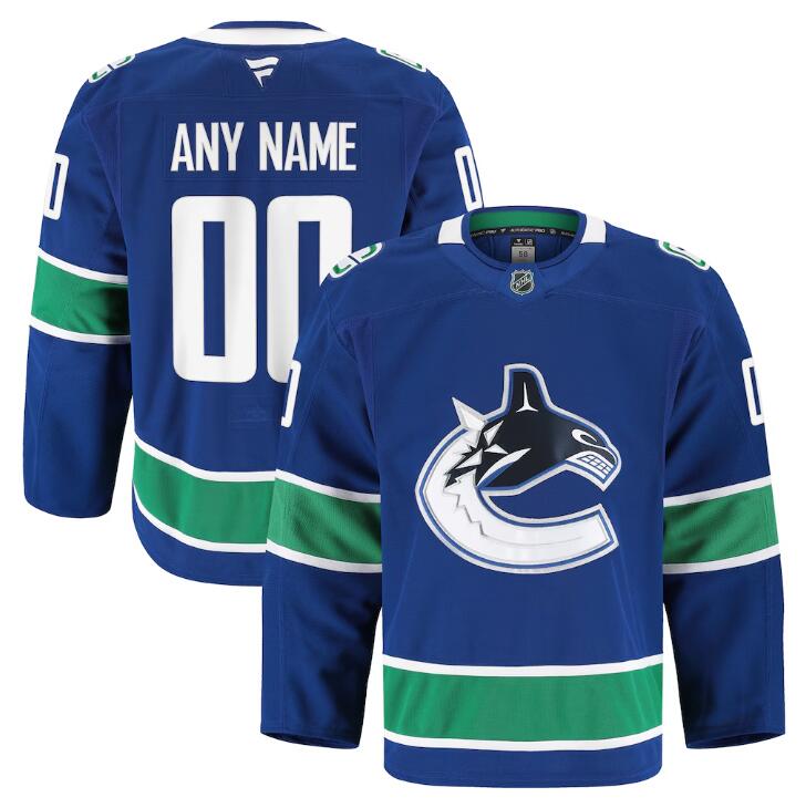 Custom Vancouver Canucks Fanatics Premium Home Blue Stitch Jersey