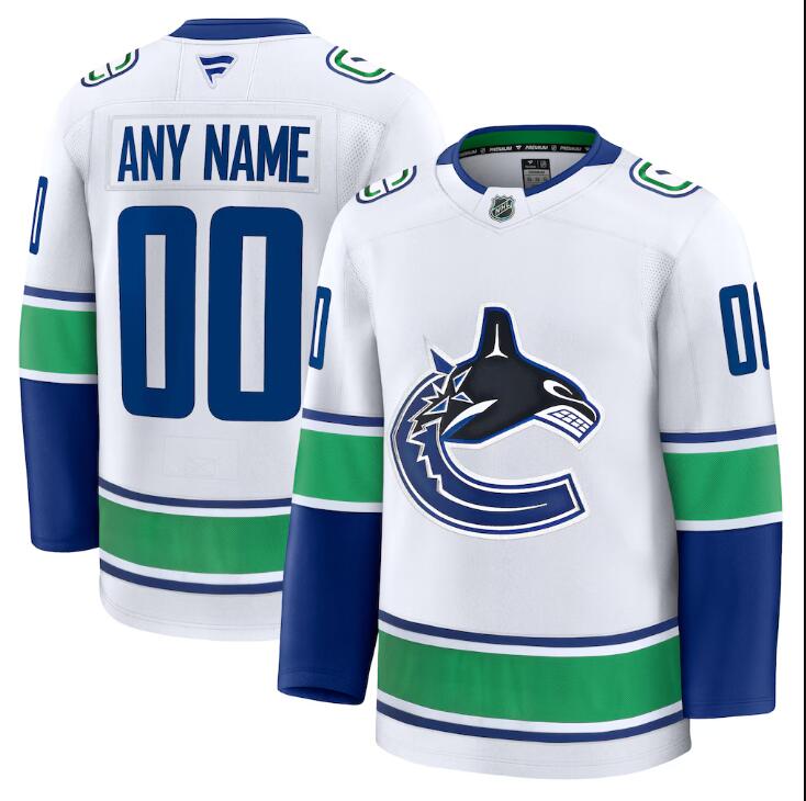 Custom Vancouver Canucks Fanatics Premium White Away Stitch Jersey