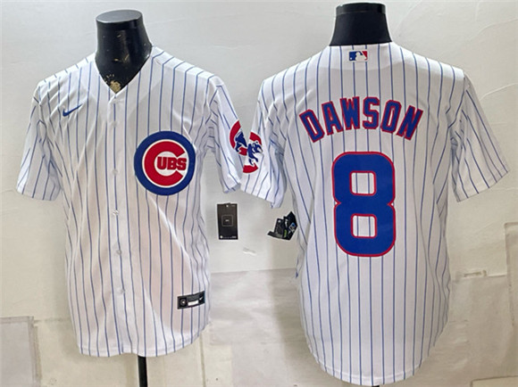 Men's Chicago Cubs #8 Andre Dawson White Home Stitched Baseball Jersey