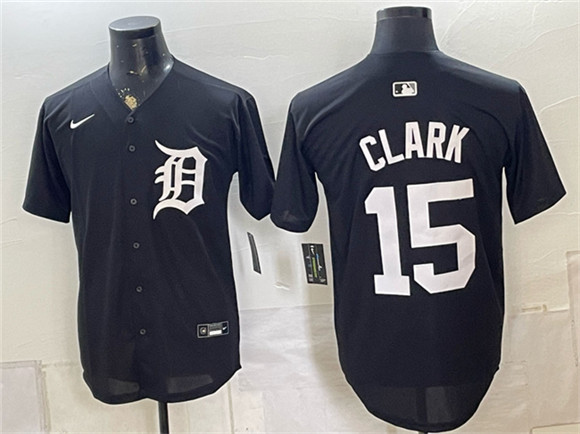 Men's Detroit Tigers #15 Max Clark Black 2026 Cool Base Stitched Baseball Jersey