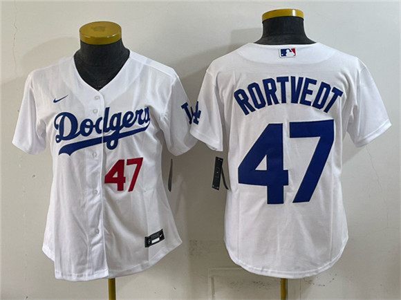 Youth Los Angeles Dodgers #47 Ben Rortvedt White Cool Base Stitched Baseball Jersey