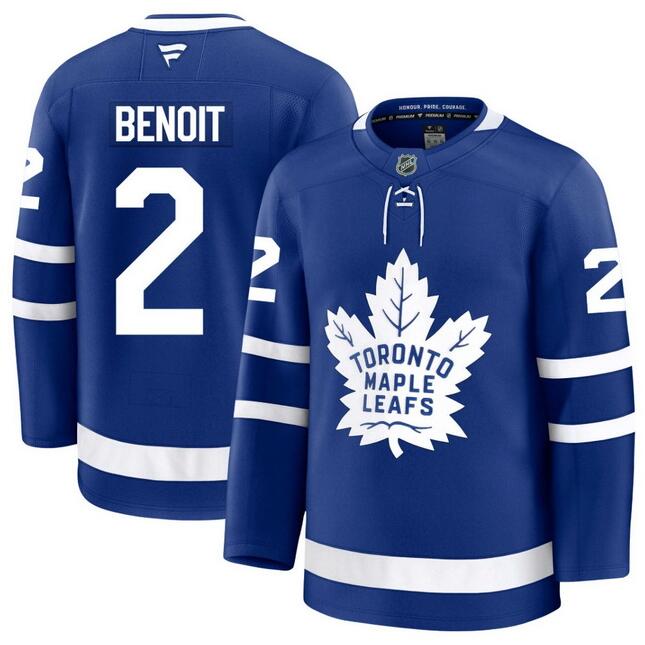 Men's Toronto Maple Leafs #2 Simon Benoit Home Blue Premium Stitched Hockey Fanatics Jersey