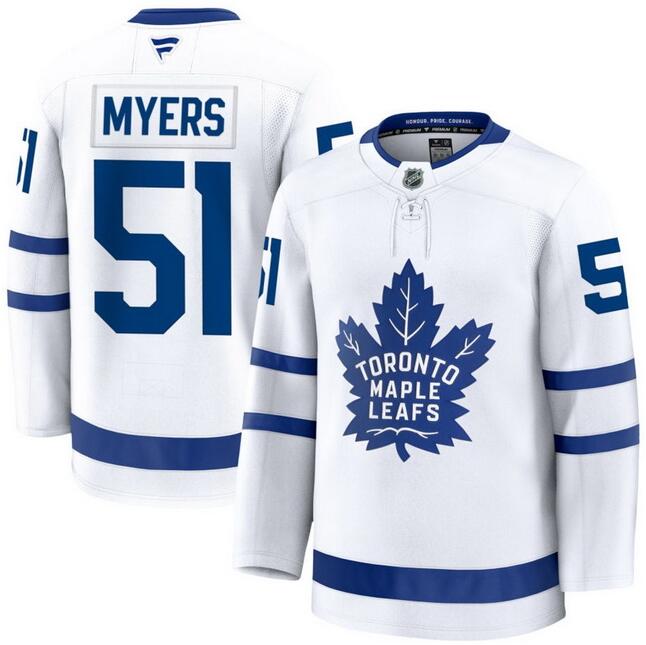 Men's Toronto Maple Leafs #51 Philippe Myers Away White Premium Stitched Hockey Fanatics Jersey