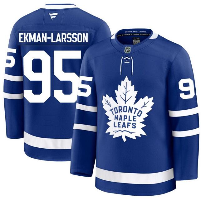 Men's Toronto Maple Leafs #95 Oliver Ekman Home Blue Premium Stitched Hockey Fanatics Jersey