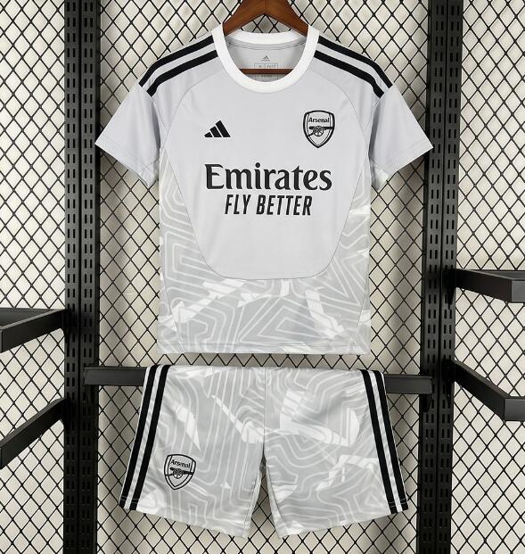 Youth 2026-27 Kids Arsenal Goalkeeper Grey Soccer Children Kits Jersey Suit