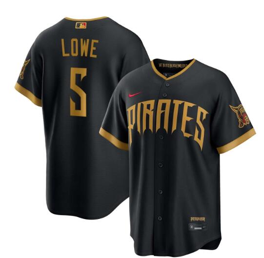 Men's Brandon Lowe #5 Pittsburgh Pirates 2026 City Connect Stadium Black Alternate Team Jersey