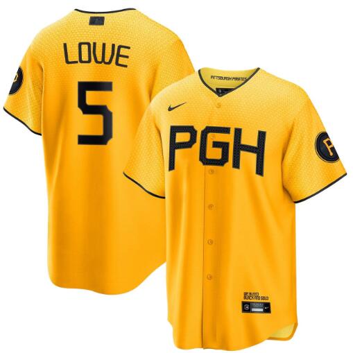 Men's Brandon Lowe Pittsburgh Pirates #5 Gold Yellow City Connect Jersey