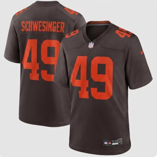 Men's Carson Schwesinger Cleveland Browns #49 Nike Alternate Alpha Dawg Game Brown Jersey
