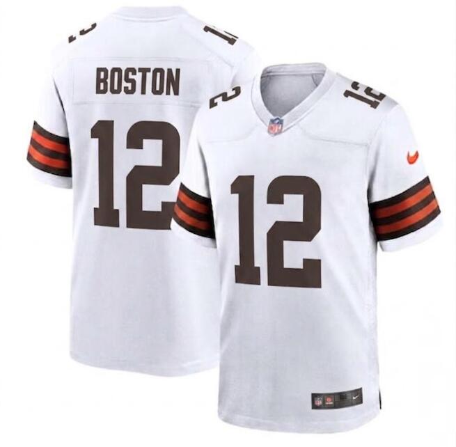 Men's Cleveland Browns #12 Denzel Boston Game White Jersey