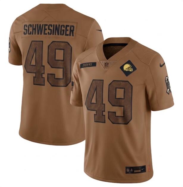 Men's Cleveland Browns #49 Carson Schwesinger Nike 2023 Salute To Service Limited Brown Jersey