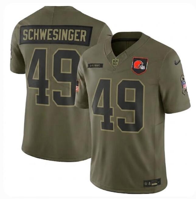 Men's Cleveland Browns #49 Carson Schwesinger Nike Olive 2025 Salute to Service Limited Stitched Jersey
