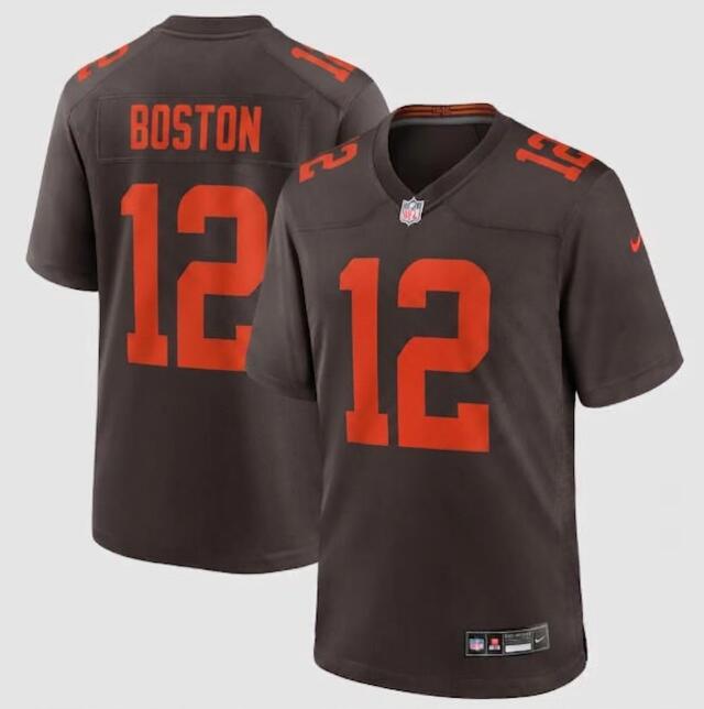 Men's Denzel Boston Cleveland Browns #12 Nike Alternate Alpha Dawg Game Brown Jersey