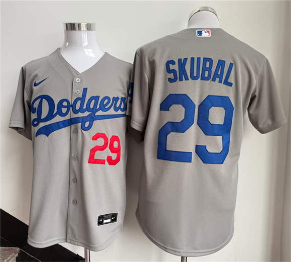 Men's Los Angeles Dodgers #29 Tarik Skubal Gray 2026 Cool Base Stitched Baseball Jersey