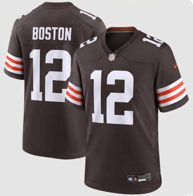 Men's Nike Brown Cleveland #12 Denzel Boston Browns Game Jersey