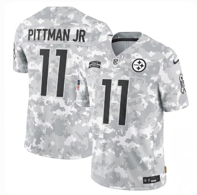 Men's Pittsburgh Steelers #2 Michael Pittman Jr. Nike 2024 Salute to Service Limited Arctic Camo Jersey