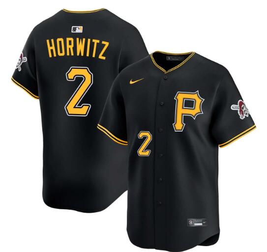 Men's Spencer Horwitz Pittsburgh Pirates #2 Alternate Limited Blak Stitched Jersey