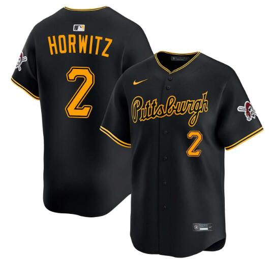 Men's Spencer Horwitz Pittsburgh Pirates #2 Alternate Road Limited Black Stitched Nike Jersey