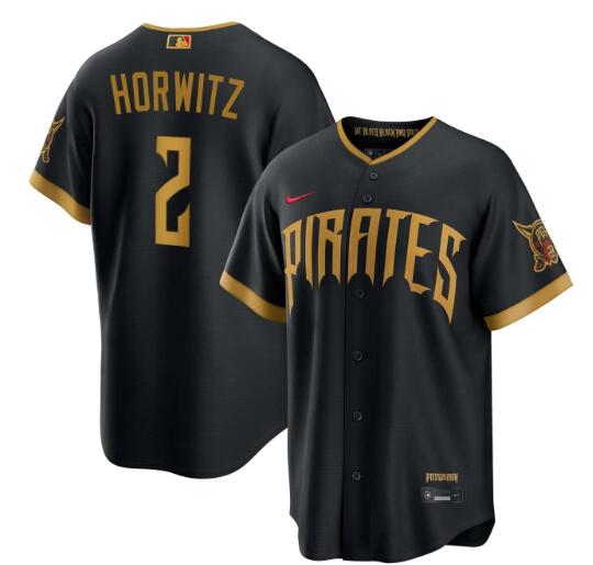 Men's Spencer Horwitz Pittsburgh Pirates #2 Black 2026 City Connect Stadium Stitched Jersey