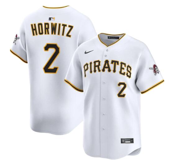 Men's Spencer Horwitz Pittsburgh Pirates #2 Home White Limited Stitched Jersey