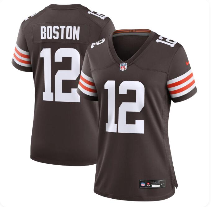 Women's Denzel Boston Cleveland Browns #12 Nike Team Game Jersey - Brown