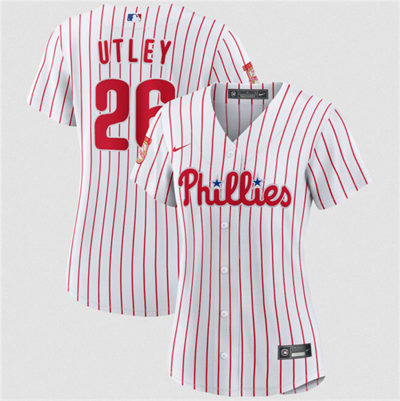 Women's Philadelphia Phillies #26 Chase Utley White 2026 Cool Base Stitched Jersey(Run Small)