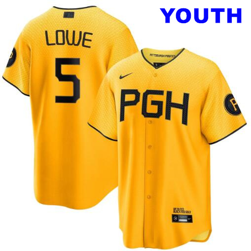 Youth Brandon Lowe Pittsburgh Pirates #5 Gold Yellow City Connect Jersey