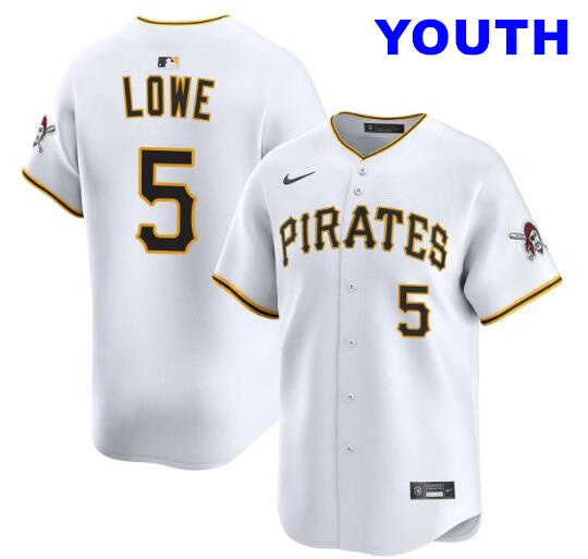Youth Brandon Lowe Pittsburgh Pirates #5 Home White Stitched Limited Jersey