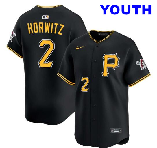 Youth Spencer Horwitz Pittsburgh Pirates #2 Alternate Limited Blak Stitched Jersey
