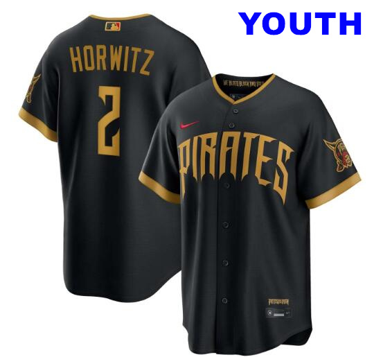 Youth Spencer Horwitz Pittsburgh Pirates #2 Black 2026 City Connect Stadium Stitched Jersey