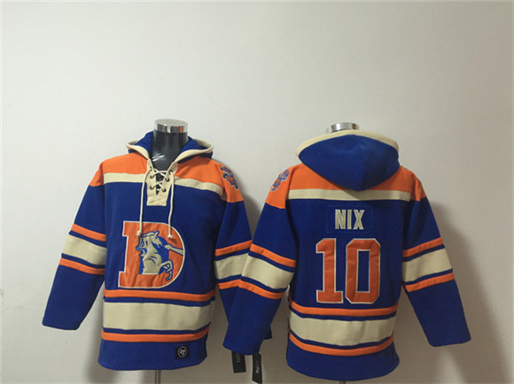 Men's Denver Broncos #10 Bo Nix Orange Ageless Must-Have Lace-Up Pullover Hoodie
