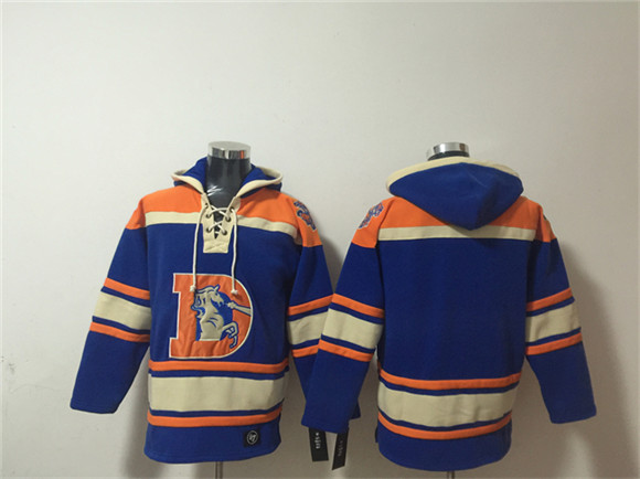 Men's Denver Broncos Blank Orange Ageless Must-Have Lace-Up Pullover Hoodie