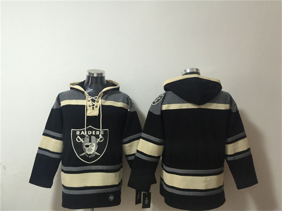 Men's Las Vegas Raiders Blank Black Ageless Must-Have Lace-Up Pullover Hoodie