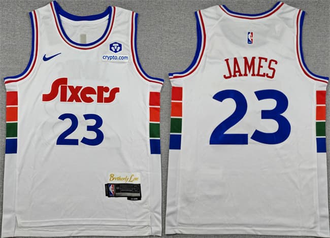 Men's Philadelphia 76ers #23 LeBron James White City Edition Swingman Stitched Jersey