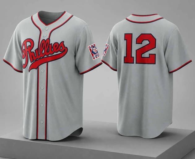 Men's Philadelphia Phillies #12 Kyle Schwarber Gray 2026 Field of Dreams Stadium Stitched Baseball Jersey