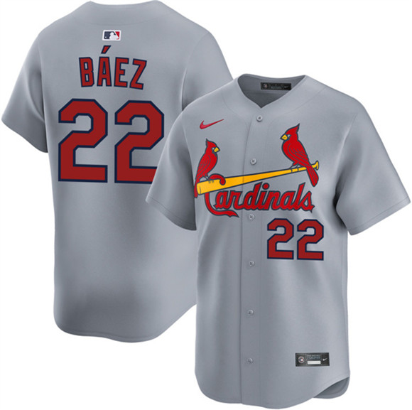 Men's St. Louis Cardinals #22 Joshua Báez Gray 2024 Away Limited Stitched Baseball Jersey