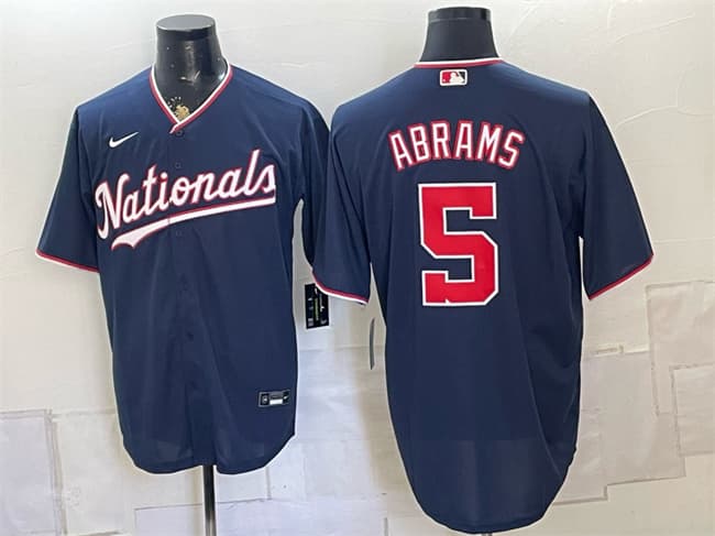 Men's Washington Nationals #5 CJ Abrams Navy Stitched Baseball Jersey