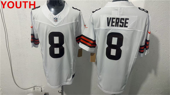 Youth Cleveland Browns #8 Jared Verse White 2026 Vapor Limited Football Stitched Jersey
