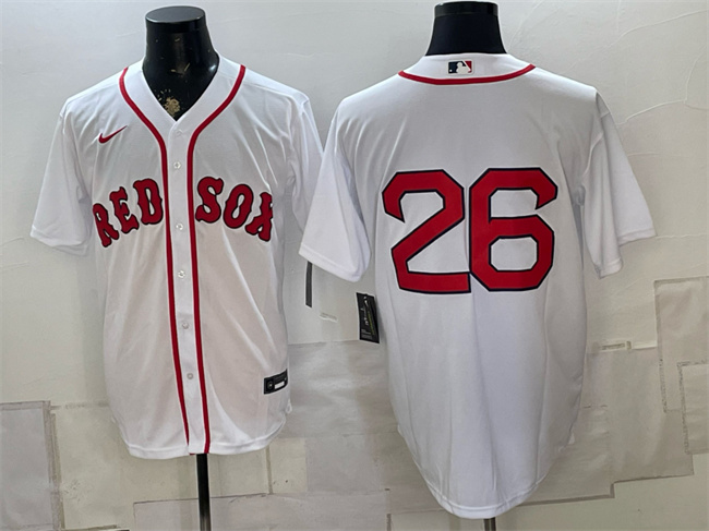 Men's Boston Red Sox #26 Wade Boggs White No Name Cool Base Stitched Baseball Jersey