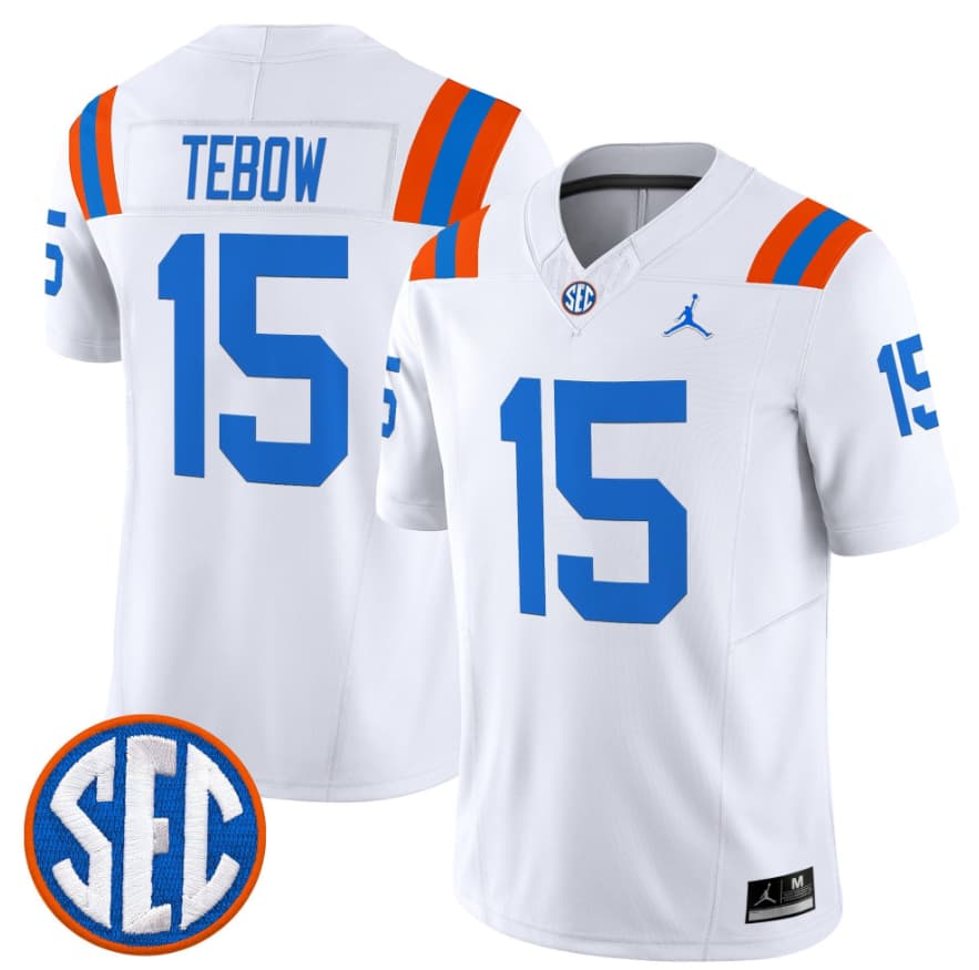 Men's Florida Gators #15 Tim Tebow White ‘1960s Throwback’ F.U.S.E. Vapor Limited Stitched Jersey