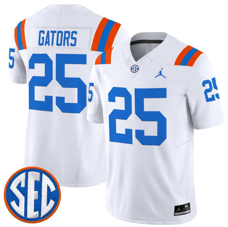 Men's Florida Gators #25 Gators White ‘1960s Throwback’ F.U.S.E. Vapor Limited Stitched Jersey