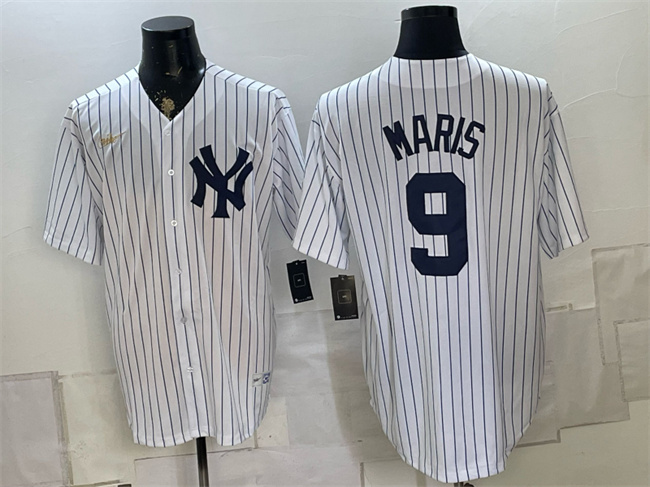 Men's New York Yankees #9 Roger Maris White Home Cool Base Stitched Baseball Jersey