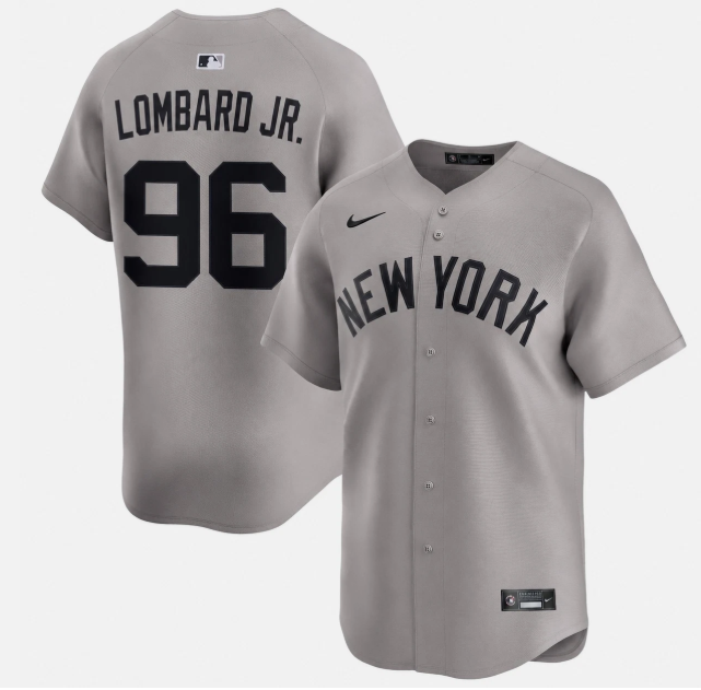 Men's New York Yankees #96 George Lombard Jr Gray Away Road Limited Stitched Baseball Jersey
