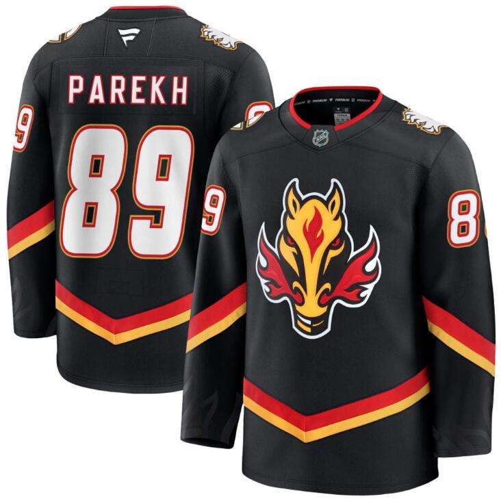 Men's Calgary Flames #89 Zayne Parekh Fanatics Alternate Premium Black Stitched Jersey